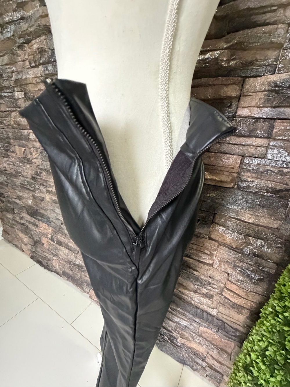 Zara Black Faux Leather Garment with Branded Tag - Picture 5 of 6